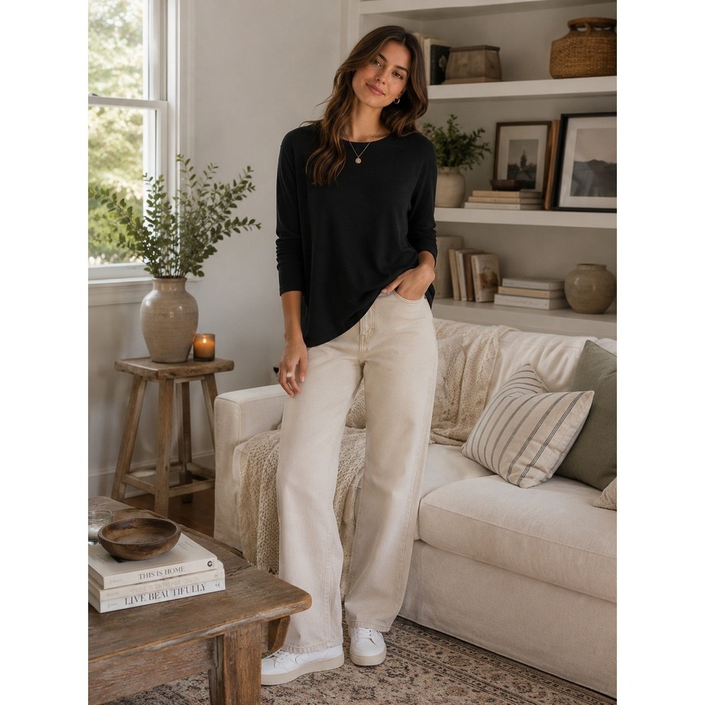 Rag & Bone Top Womens Small Black Hudson‎ Minimalist Quiet Luxury Gorpcore